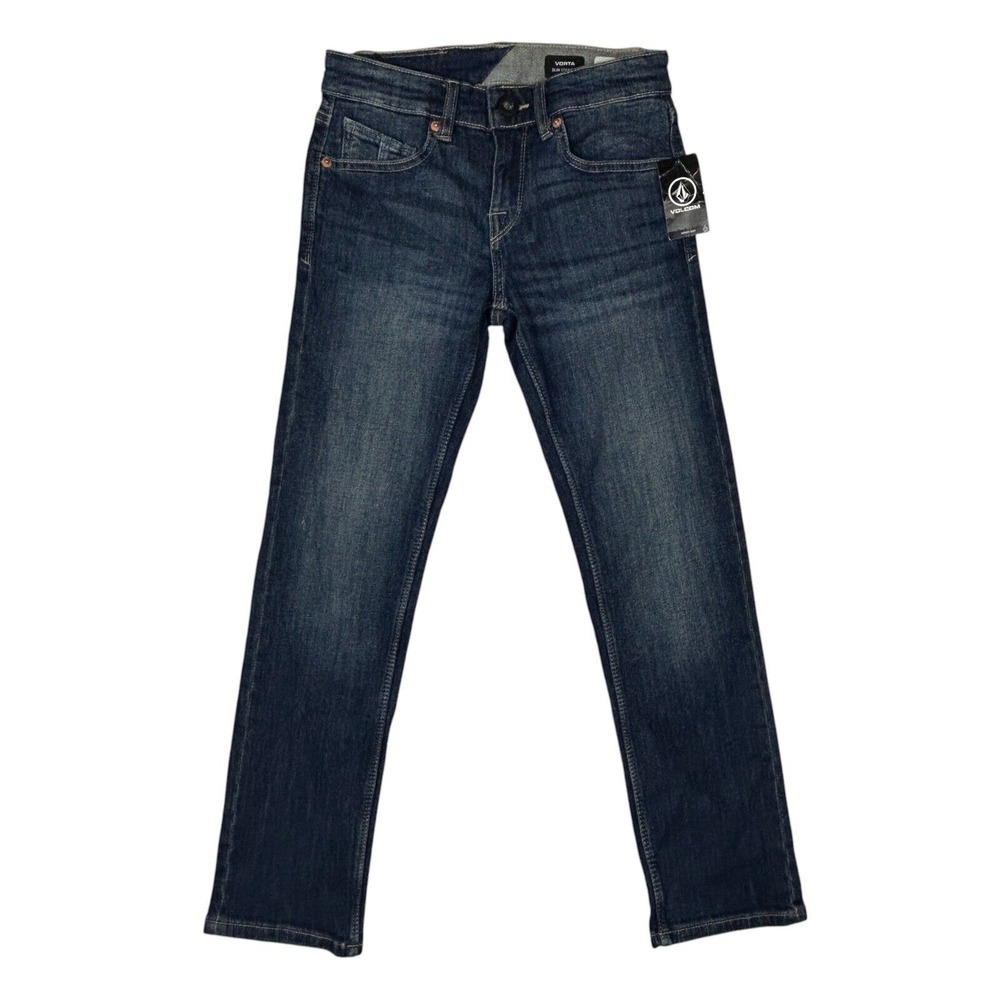 Volcom Jeans Youth 24 (24x24.5) Vorta Slim Fit Boys Stretch Blue True to This